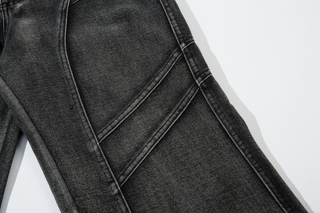 Heavy-duty patchwork denim trousers