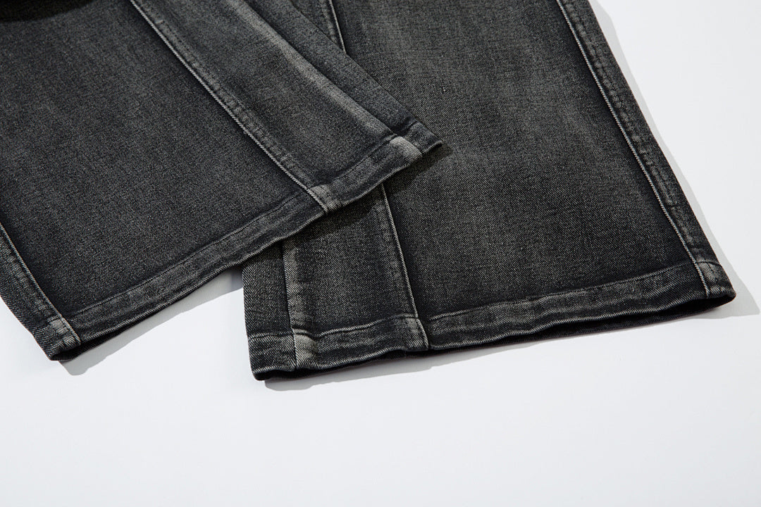 Heavy-duty patchwork denim trousers