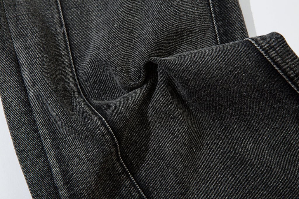 Heavy-duty patchwork denim trousers