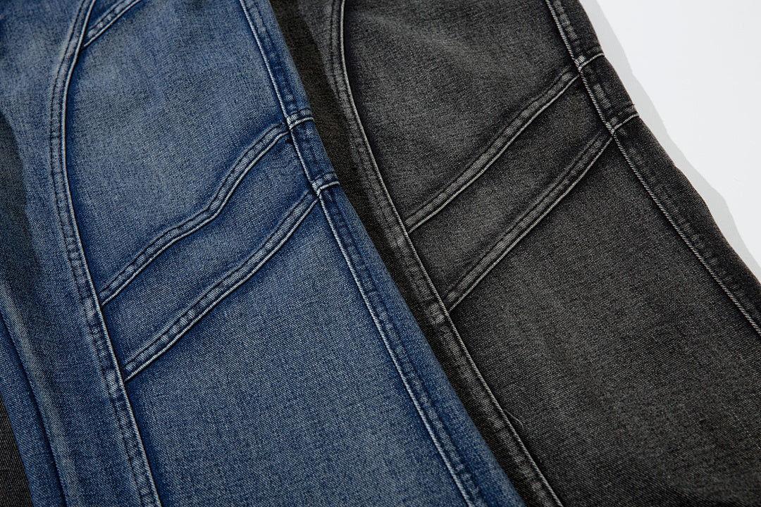 Heavy-duty patchwork denim trousers