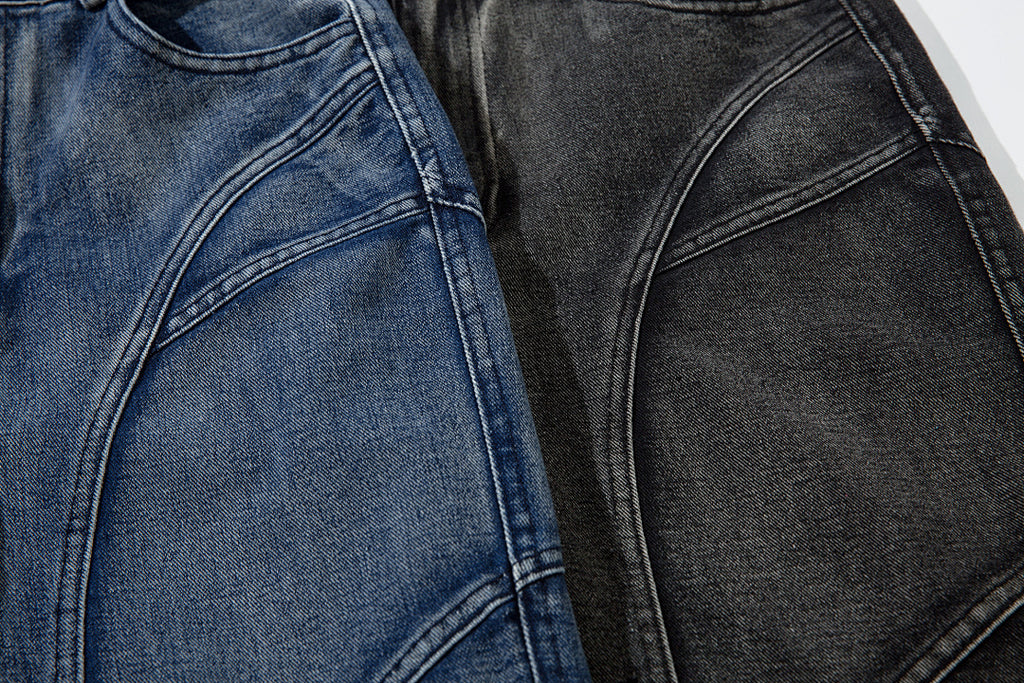 Heavy-duty patchwork denim trousers