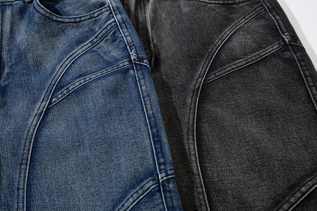 Heavy-duty patchwork denim trousers