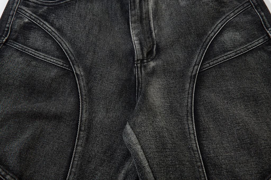 Heavy-duty patchwork denim trousers
