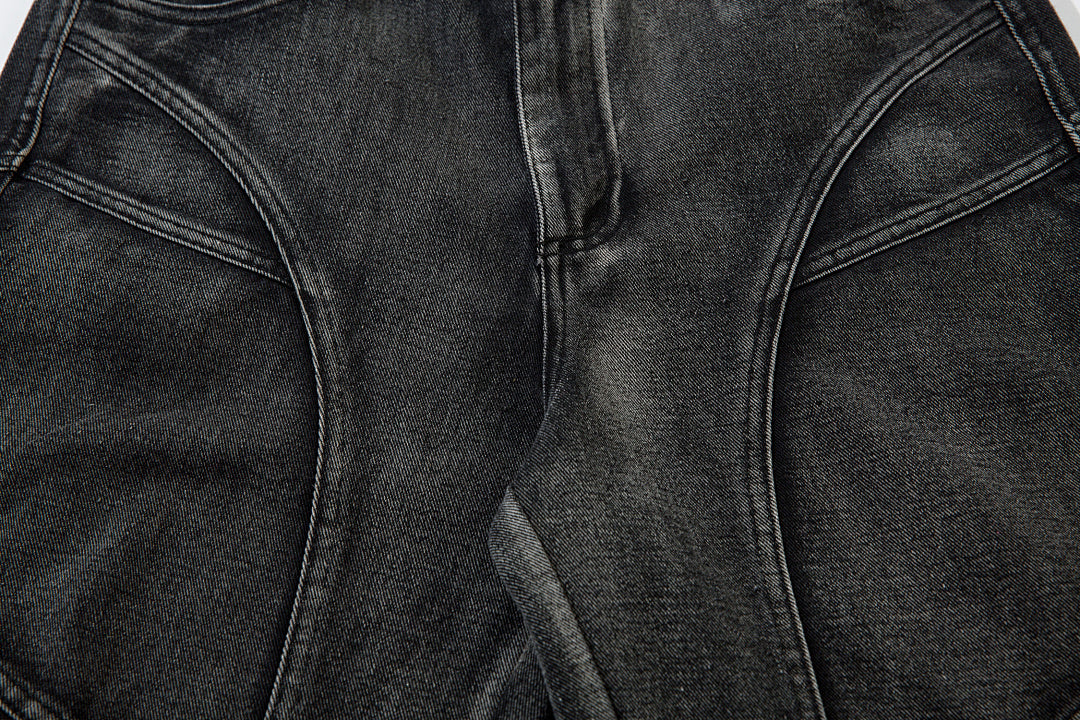 Heavy-duty patchwork denim trousers