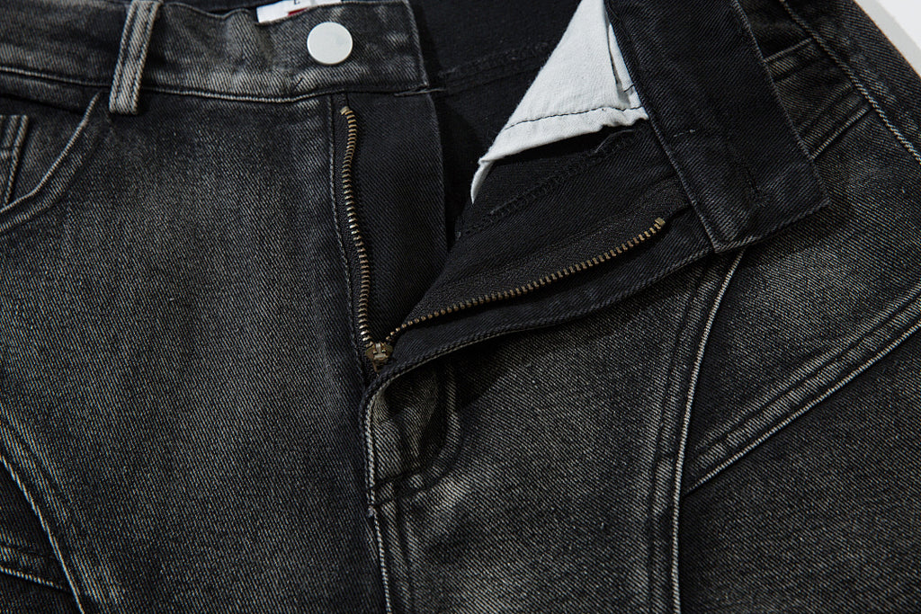 Heavy-duty patchwork denim trousers