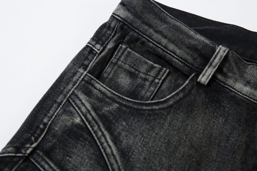Heavy-duty patchwork denim trousers