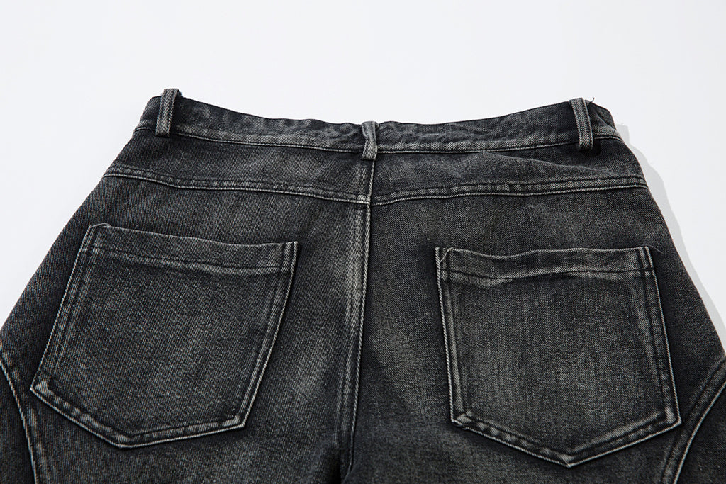 Heavy-duty patchwork denim trousers