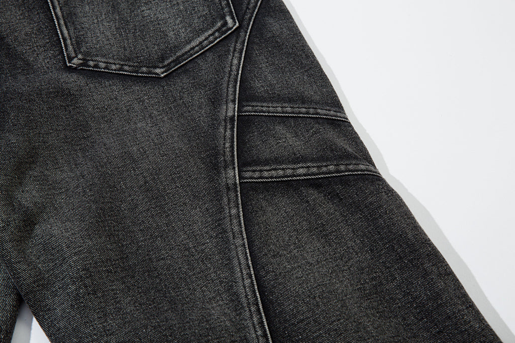 Heavy-duty patchwork denim trousers