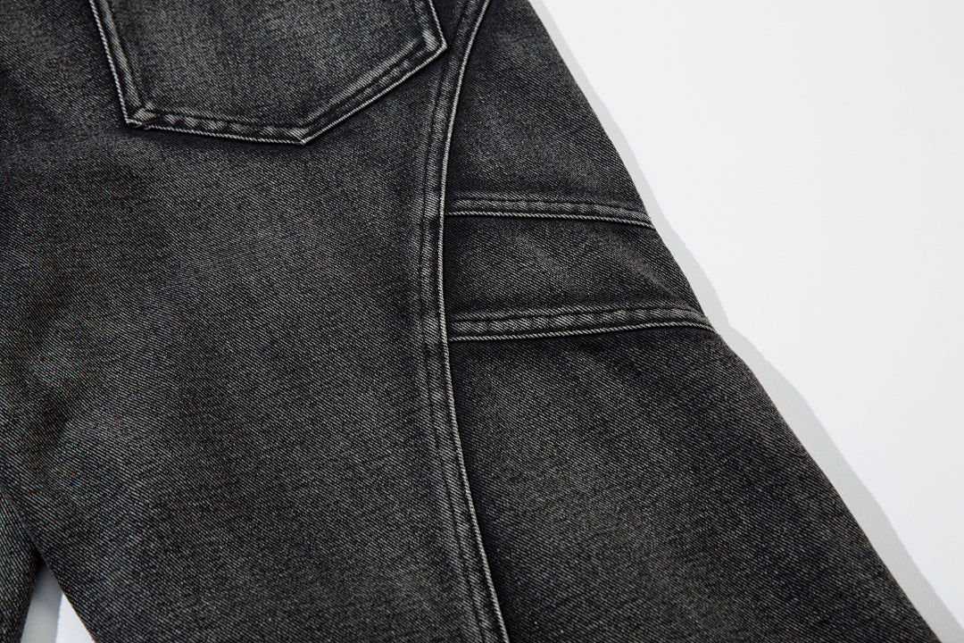 Heavy-duty patchwork denim trousers