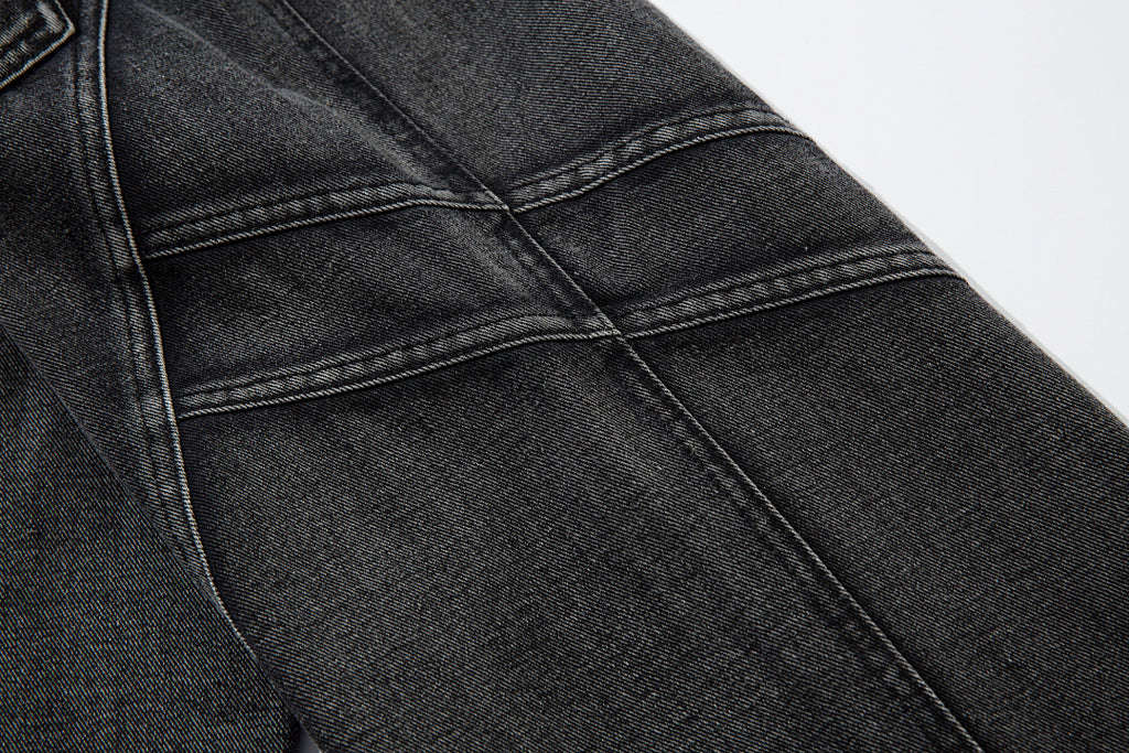 Heavy-duty patchwork denim trousers