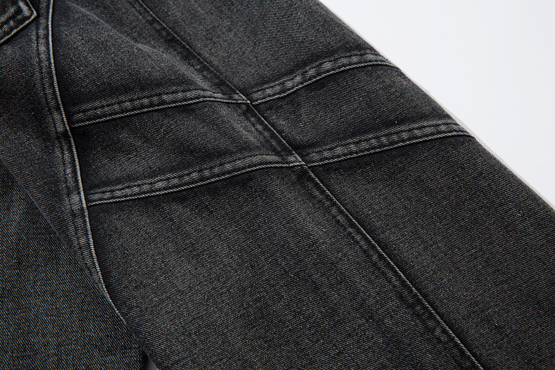 Heavy-duty patchwork denim trousers