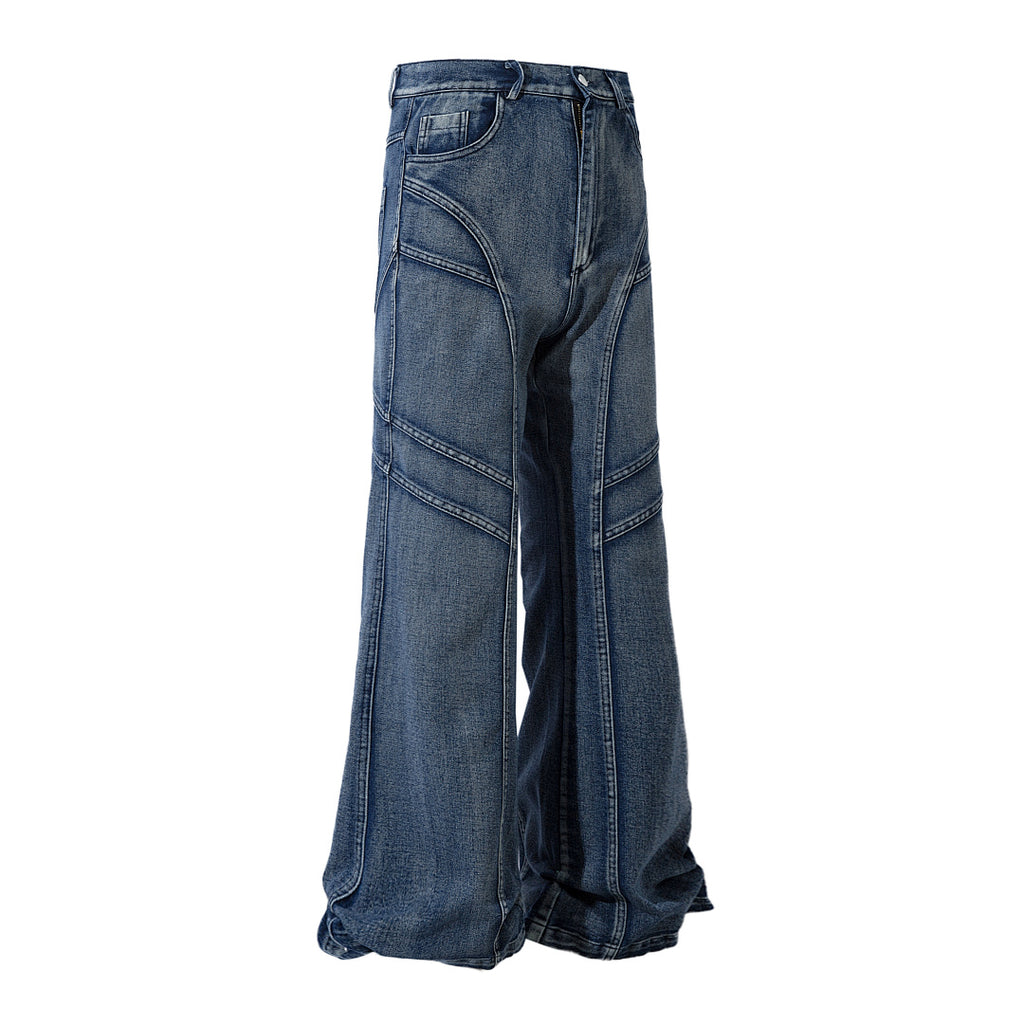 Heavy-duty patchwork denim trousers
