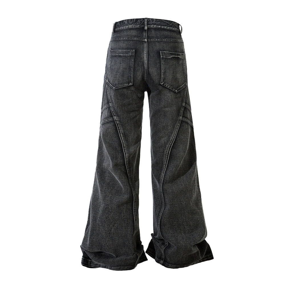 Heavy-duty patchwork denim trousers