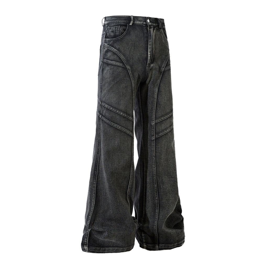 Heavy-duty patchwork denim trousers