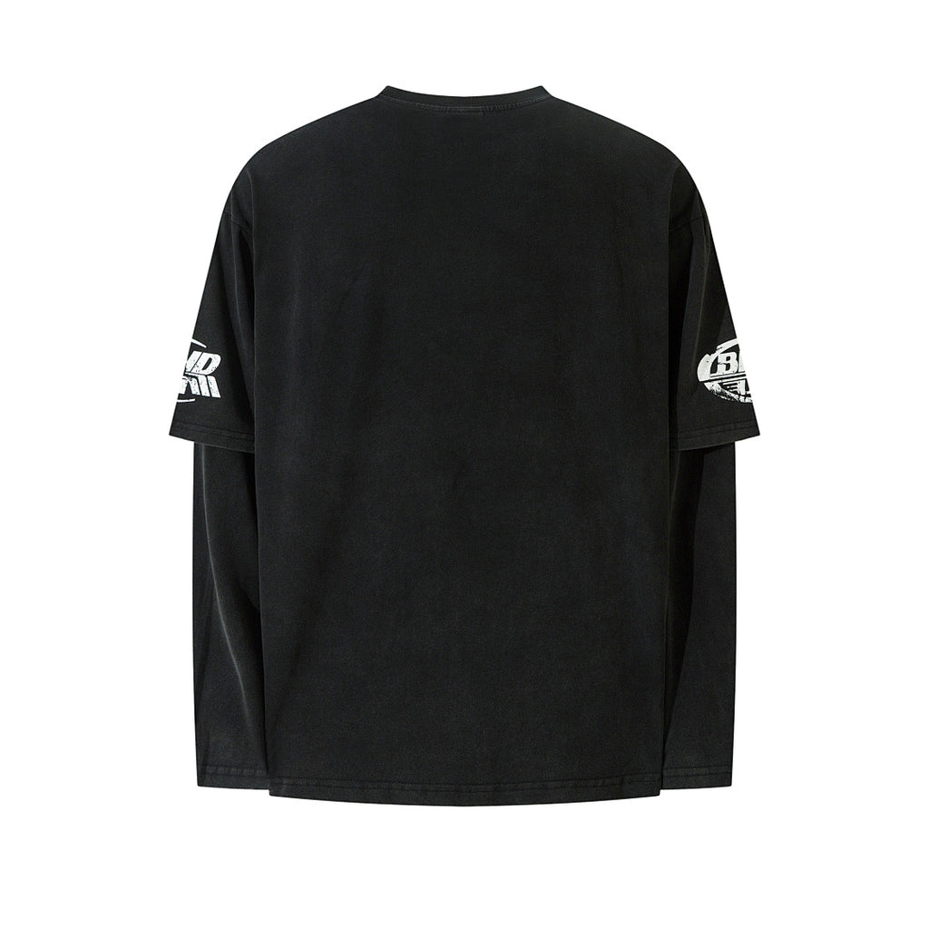 Faux-layered long-sleeve T-shirt