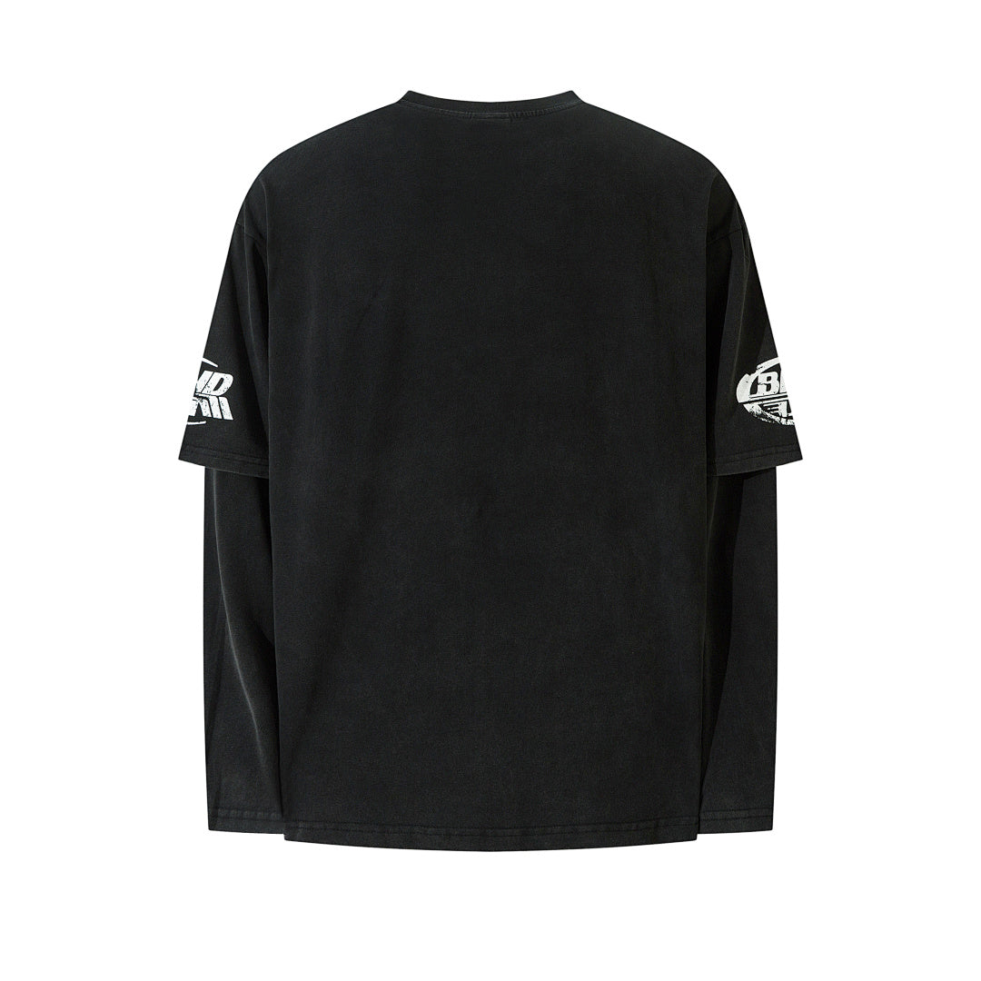 Faux-layered long-sleeve T-shirt