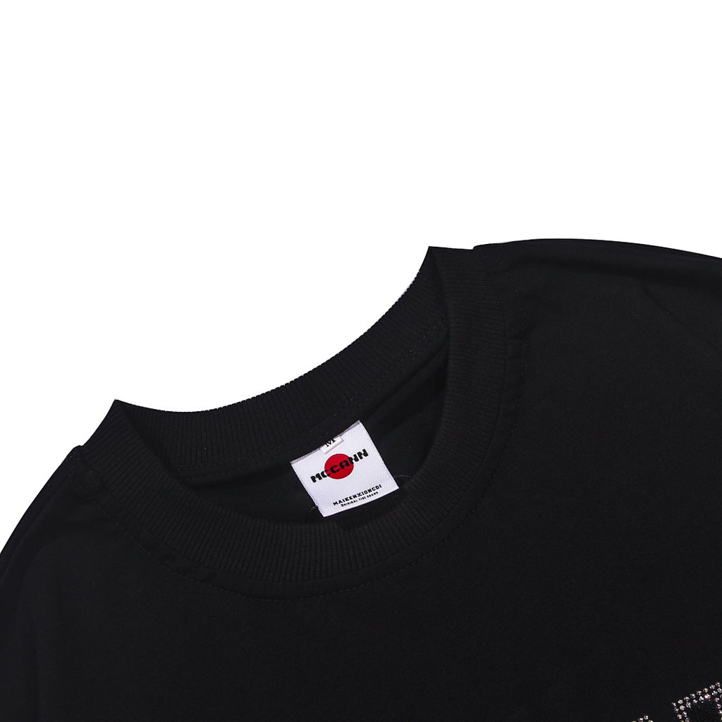 Long-sleeved T-shirt with hot-fix rhinestones