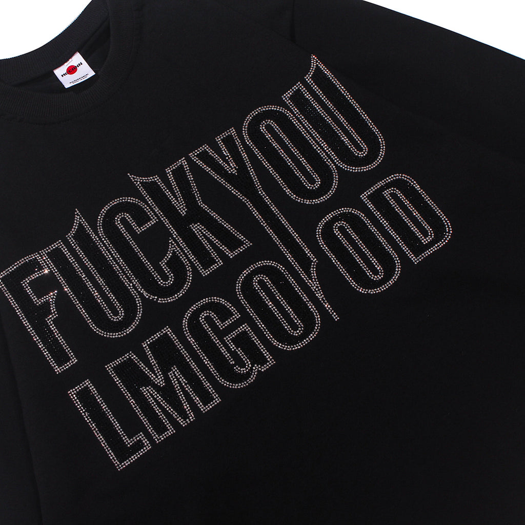 Long-sleeved T-shirt with hot-fix rhinestones