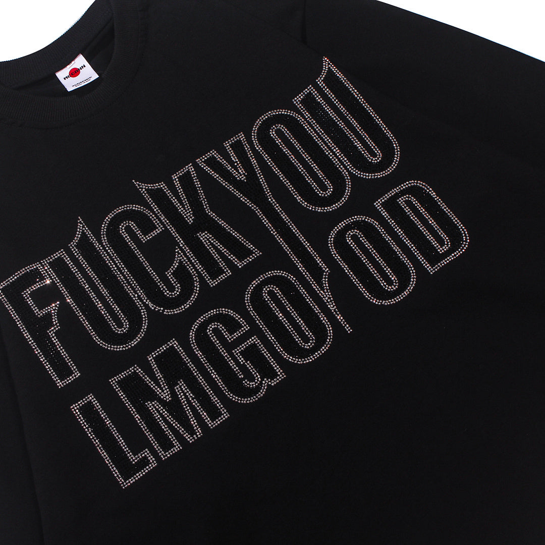 Long-sleeved T-shirt with hot-fix rhinestones