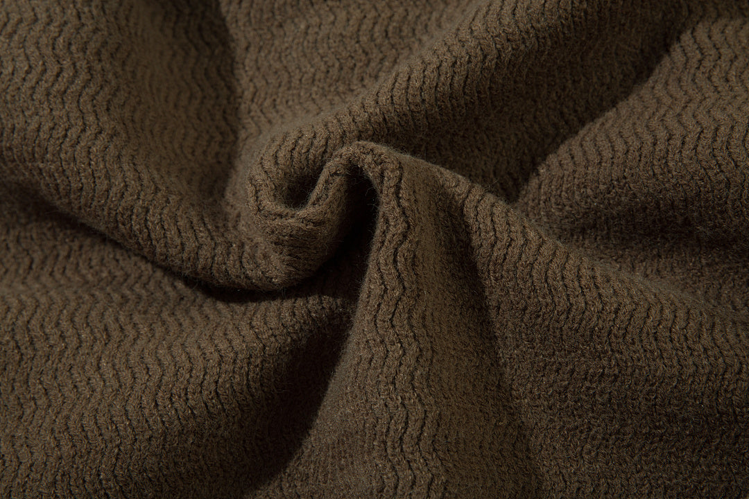 Hooded zip-up knit sweater