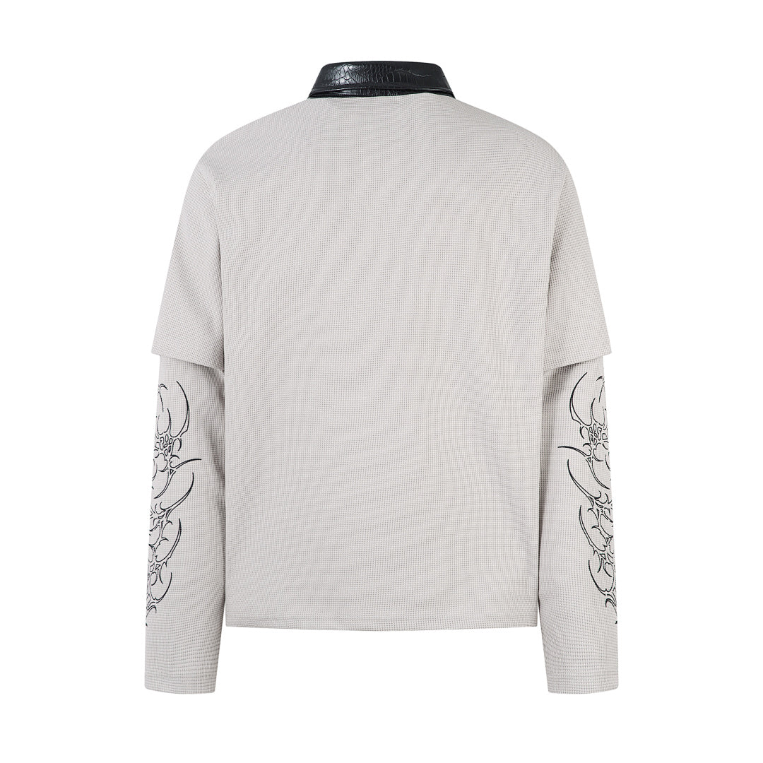 Faux-layered long-sleeve T-shirt