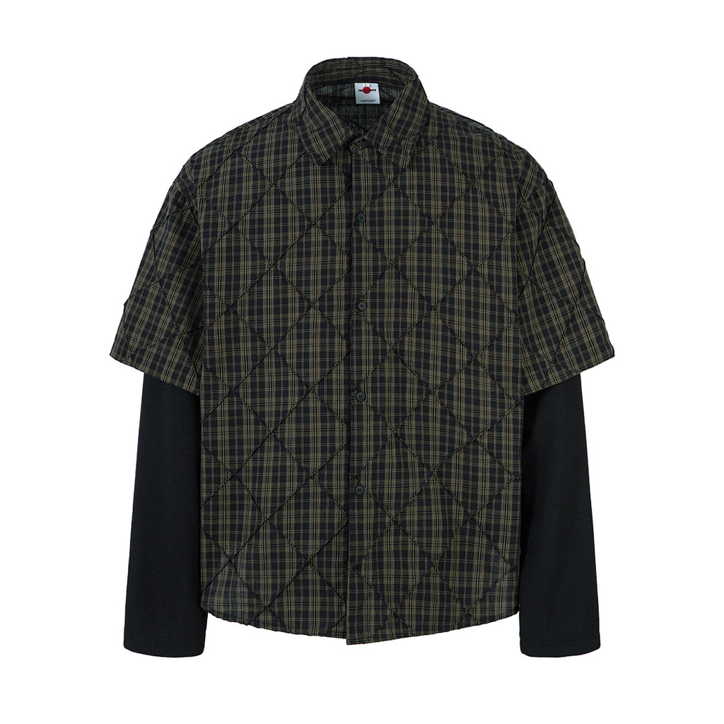 Faux-layered shirt      Brown