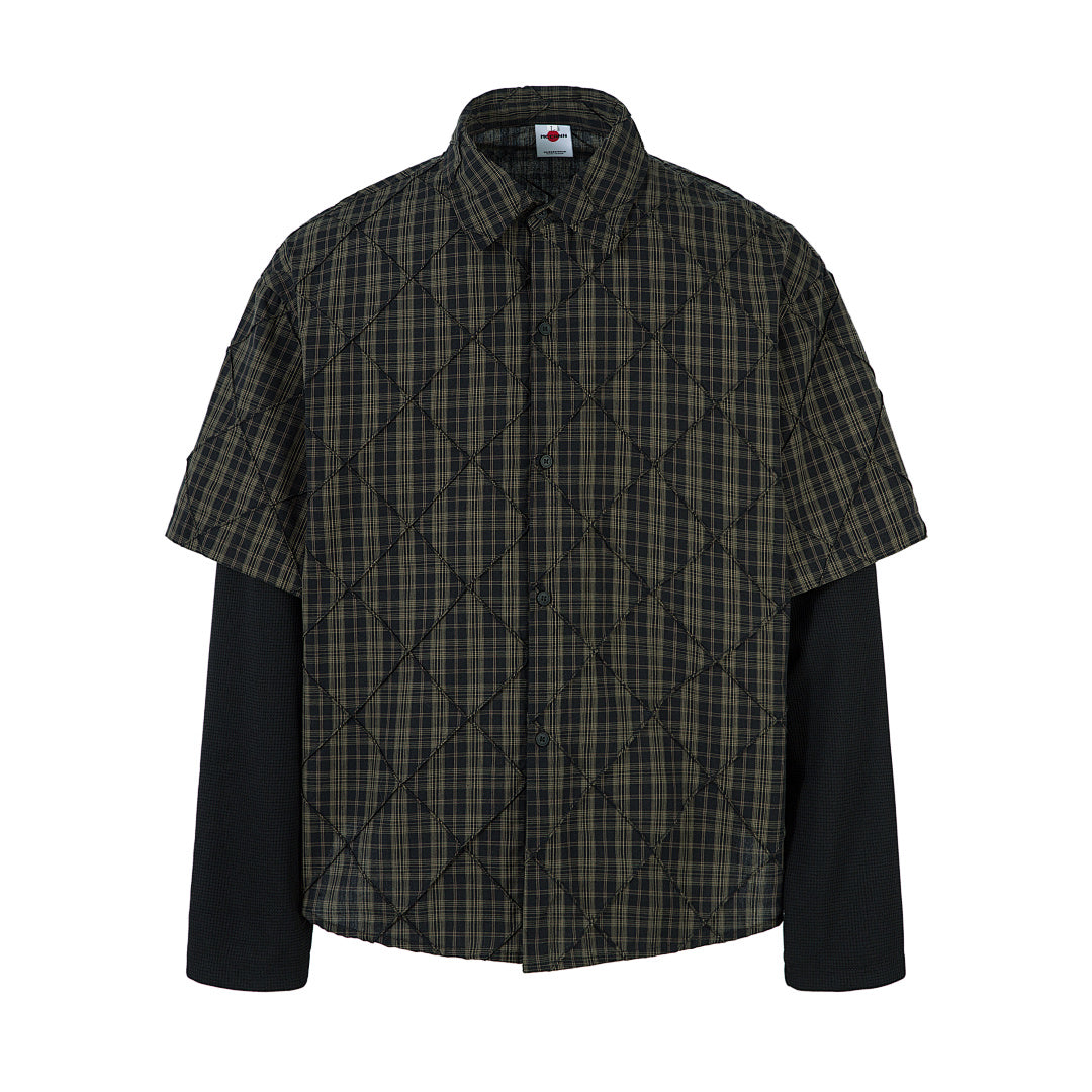 Faux-layered shirt      Brown