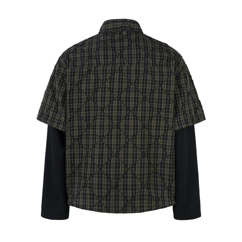 Faux-layered shirt      Brown