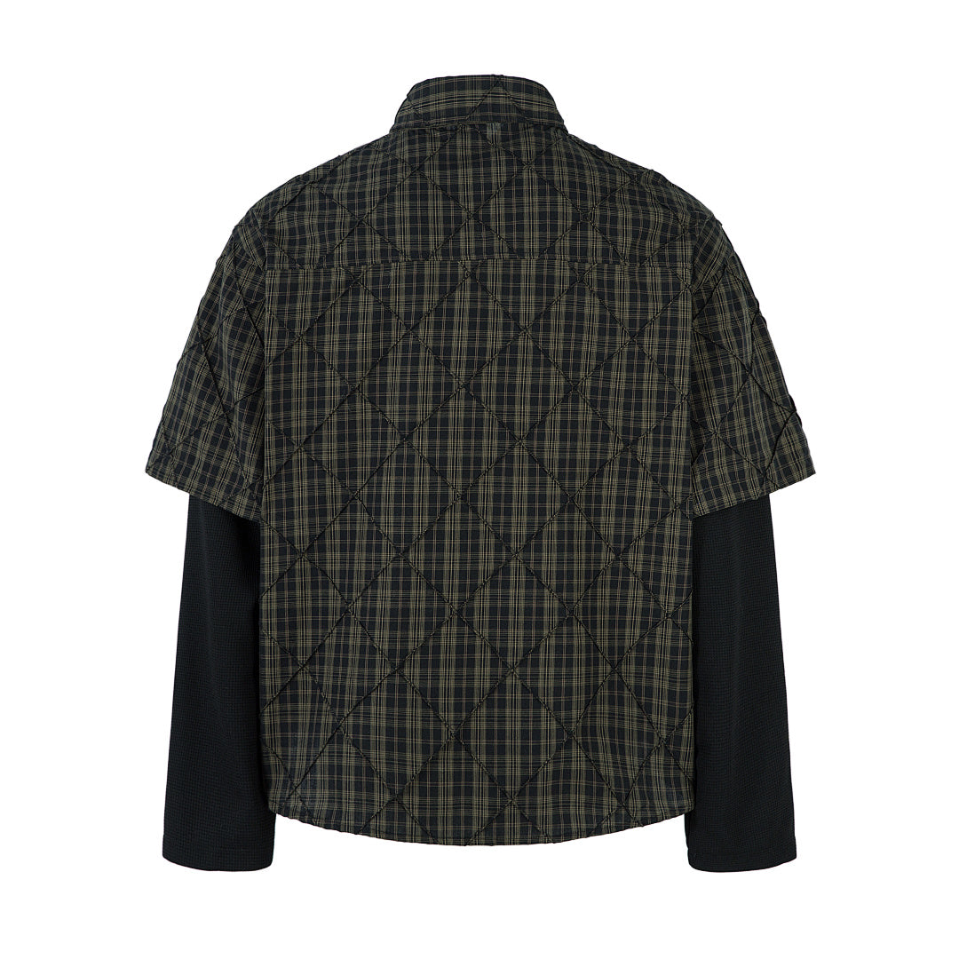 Faux-layered shirt      Brown