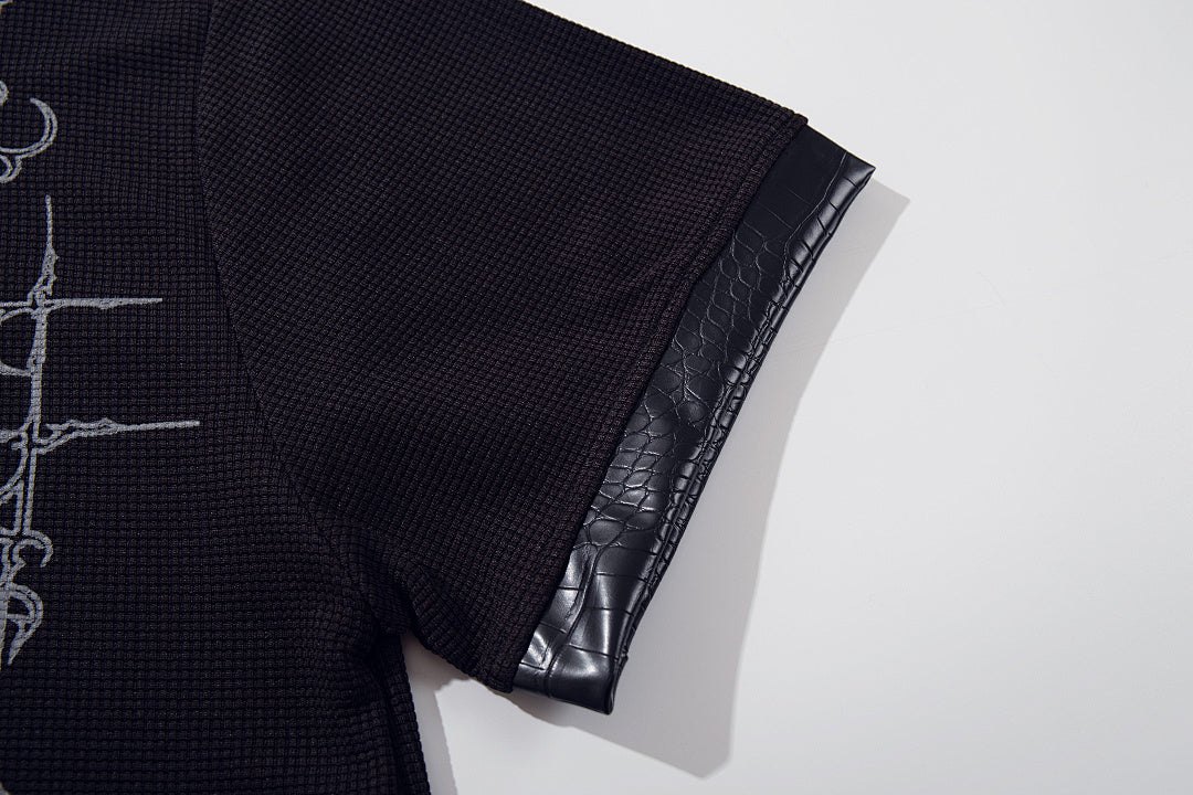Waffle-knit short-sleeve polo shirt