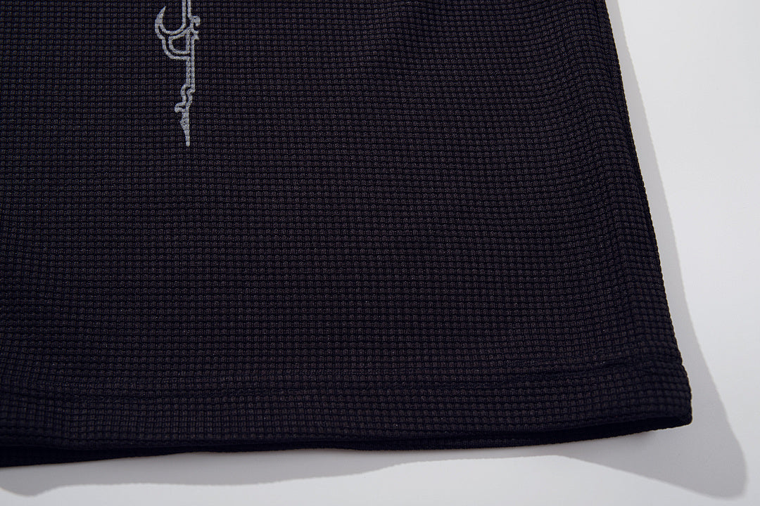 Waffle-knit short-sleeve polo shirt