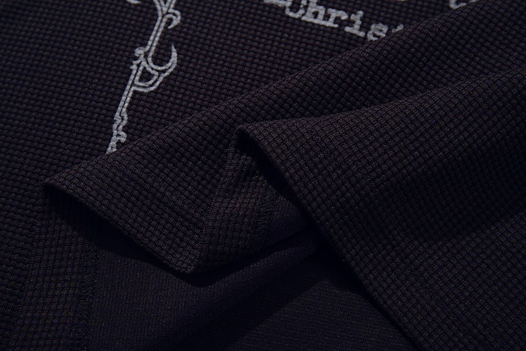 Waffle-knit short-sleeve polo shirt