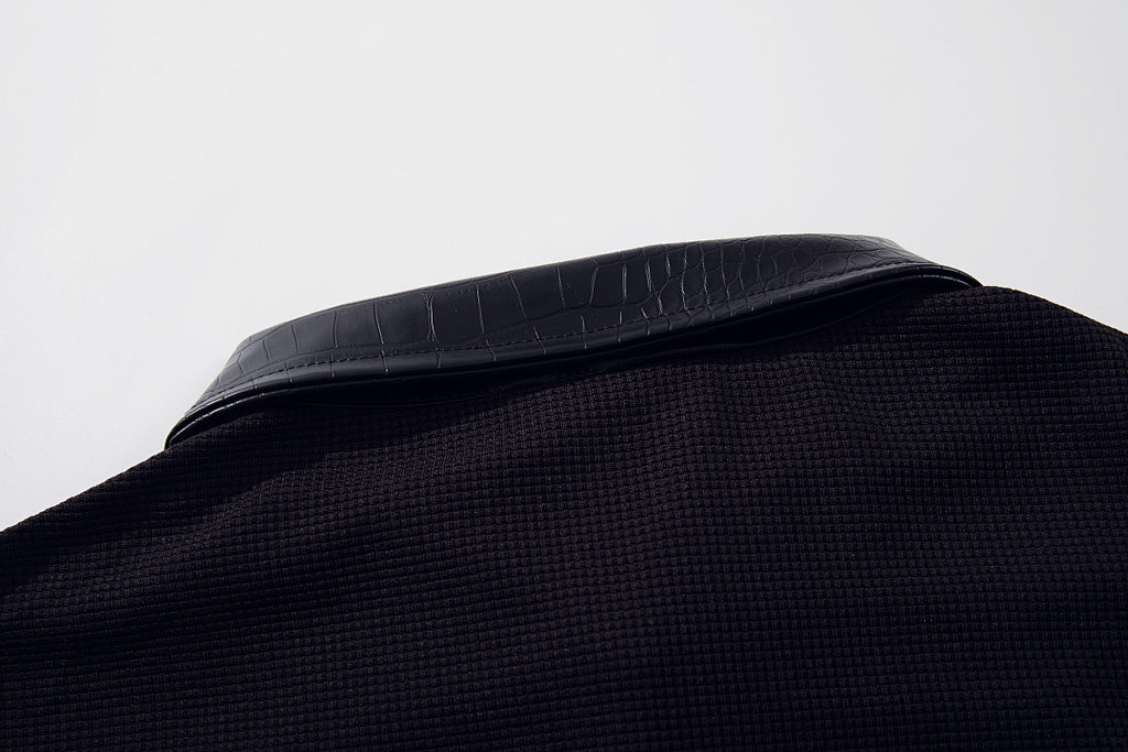 Waffle-knit short-sleeve polo shirt