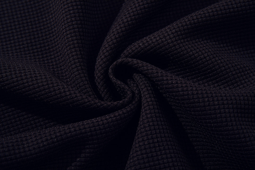 Waffle-knit short-sleeve polo shirt