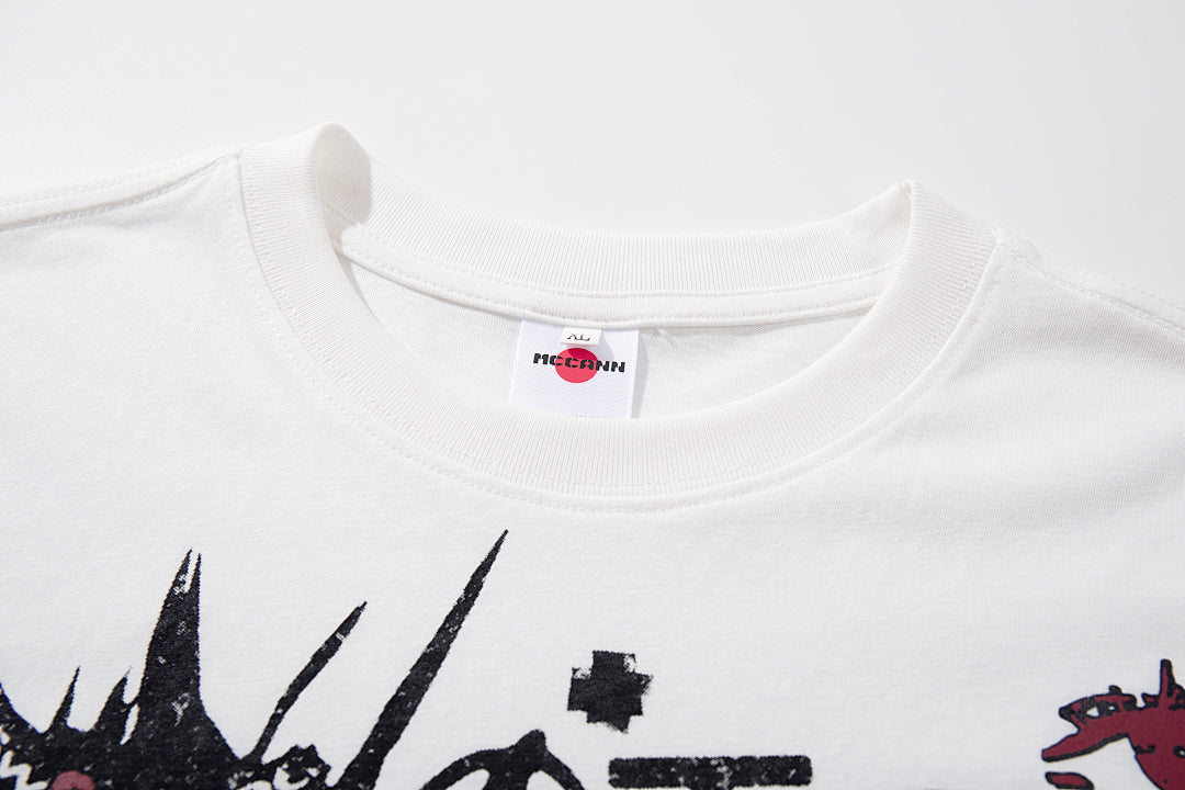 Snowflake-texture breathable short-sleeve T-shirt – White