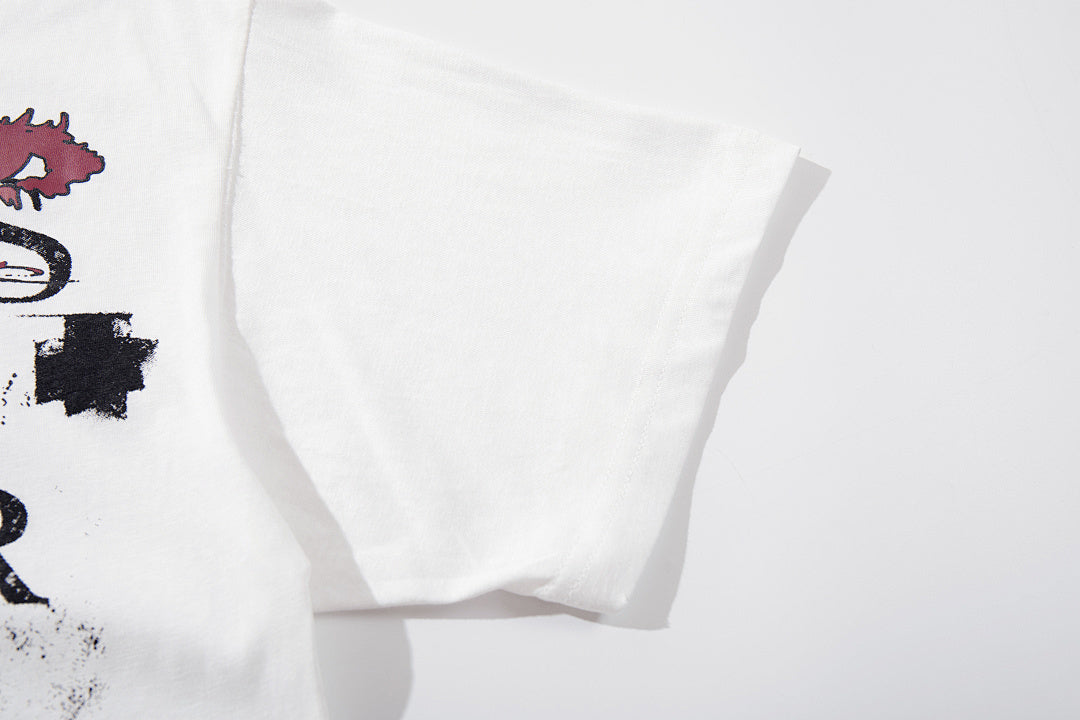Snowflake-texture breathable short-sleeve T-shirt – White