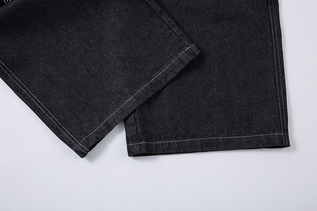 Embroidered denim trousers