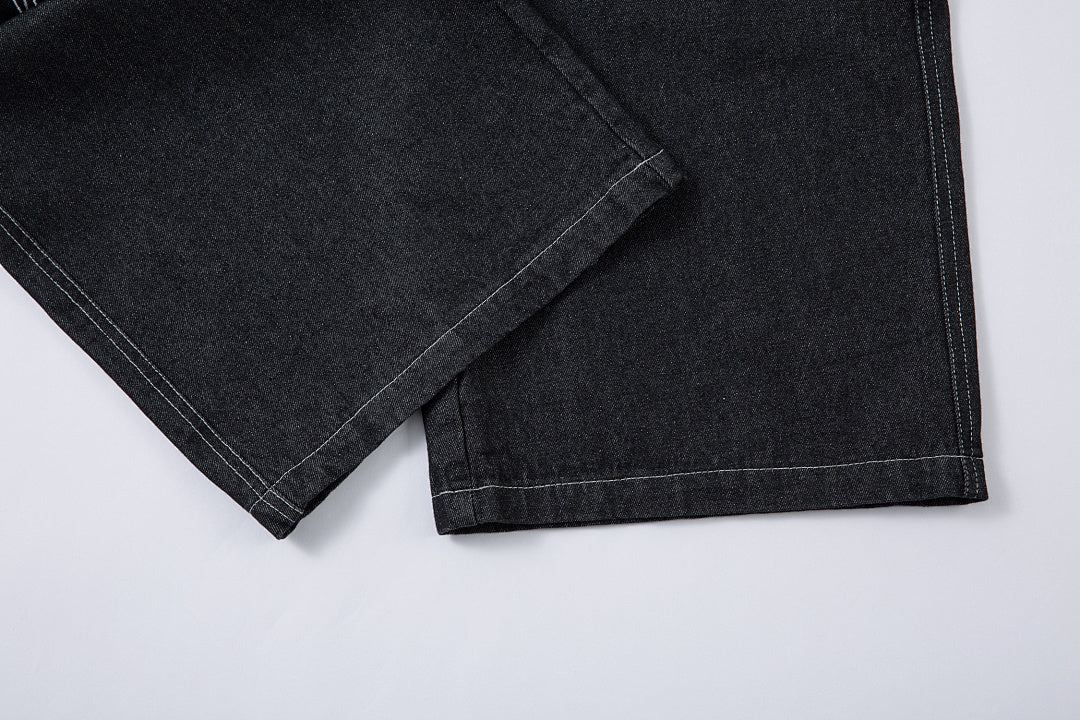 Embroidered denim trousers