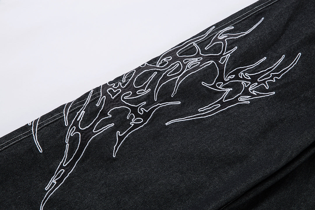 Embroidered denim trousers