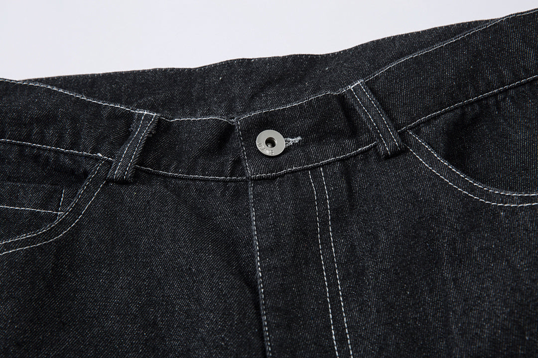 Embroidered denim trousers