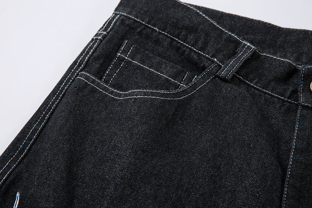 Embroidered denim trousers
