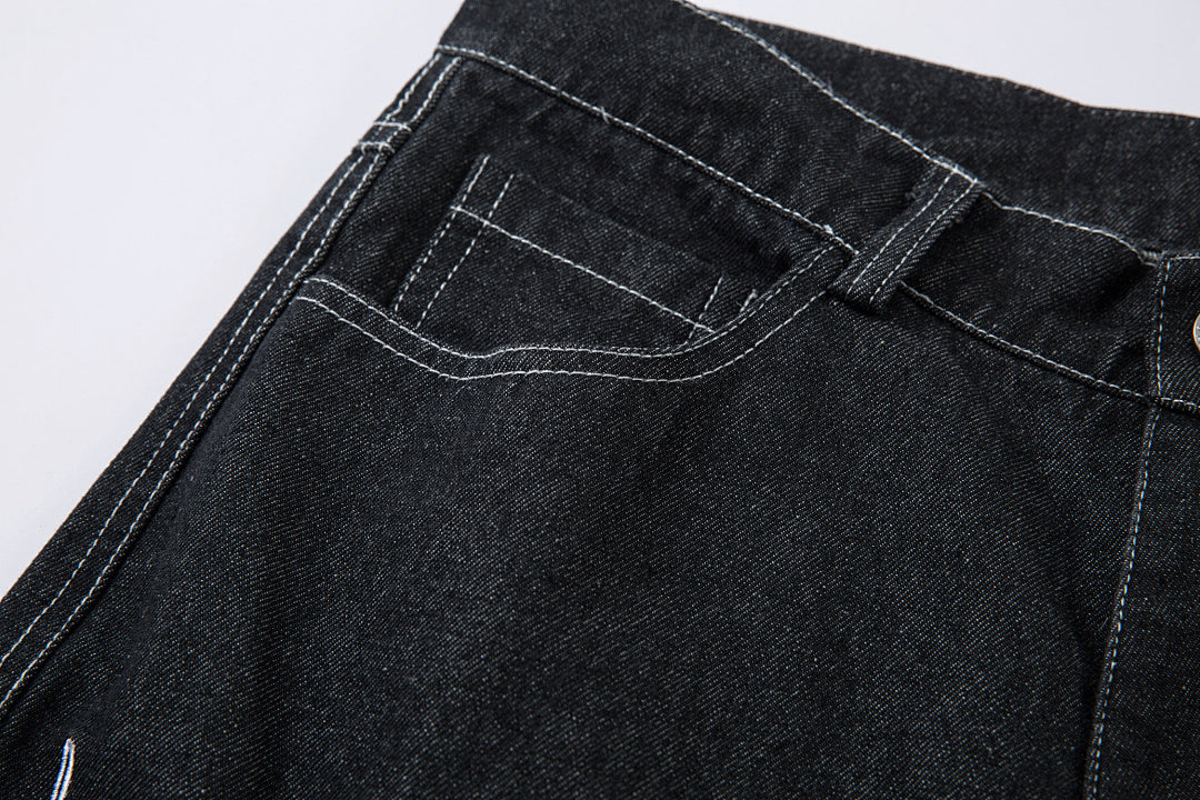 Embroidered denim trousers