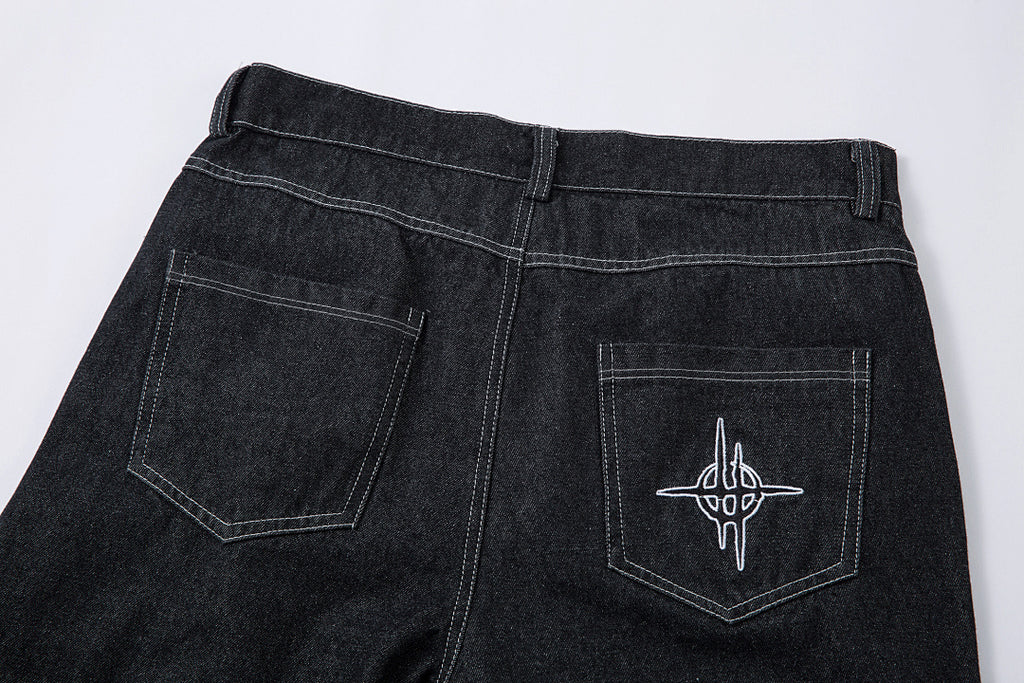Embroidered denim trousers