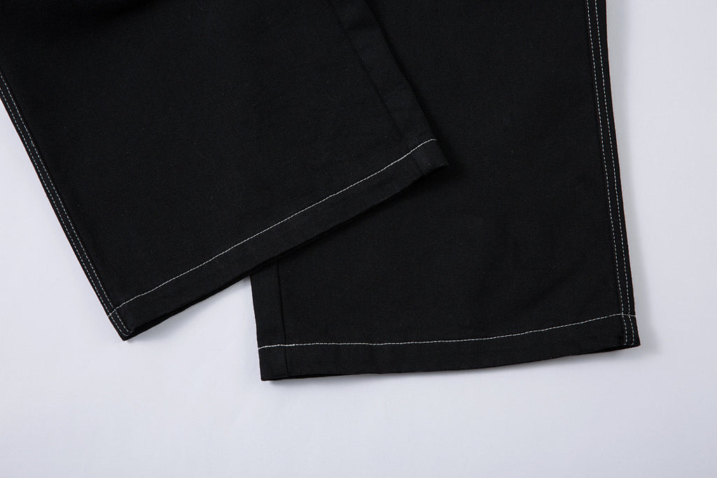 Embroidered denim trousers