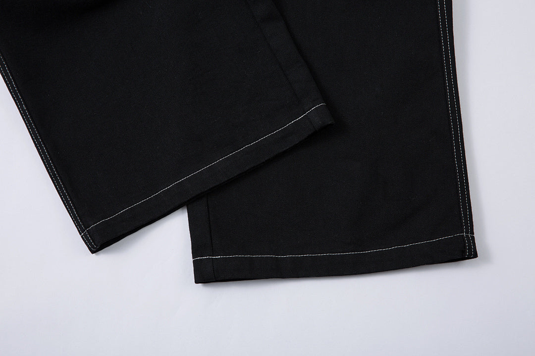 Embroidered denim trousers