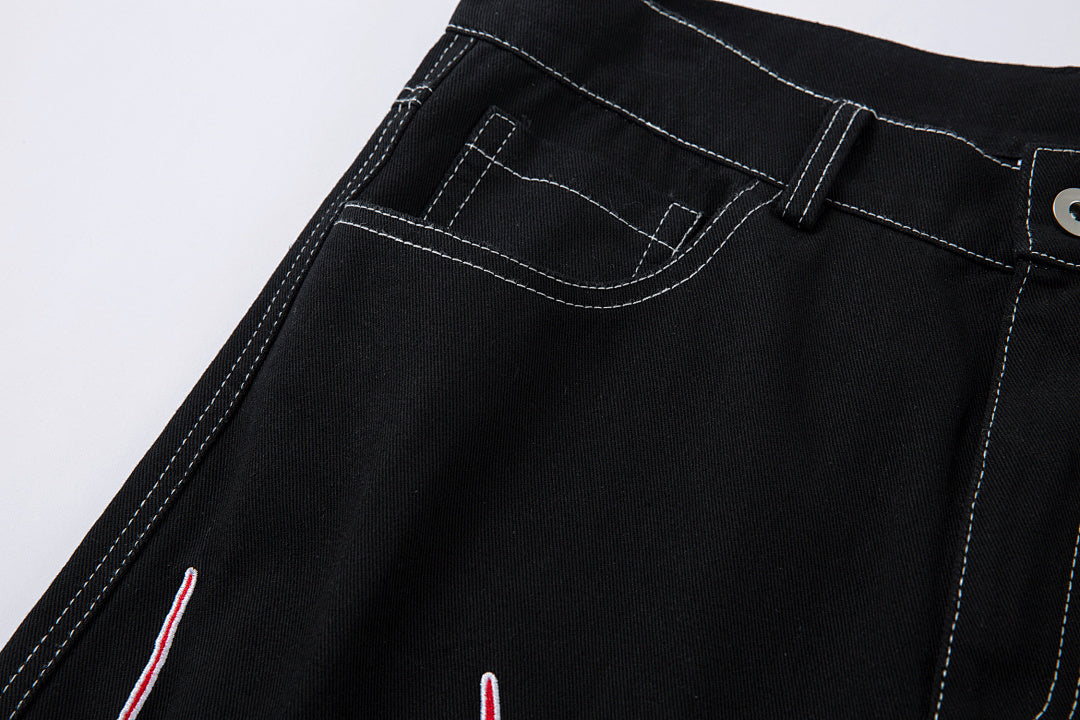 Embroidered denim trousers