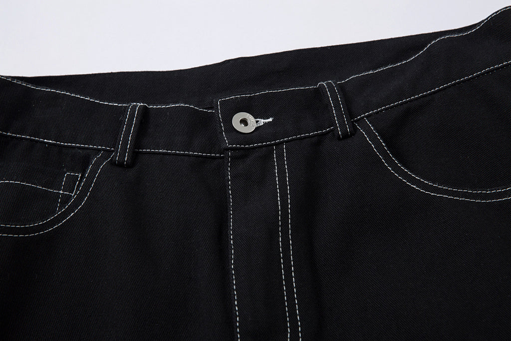 Embroidered denim trousers