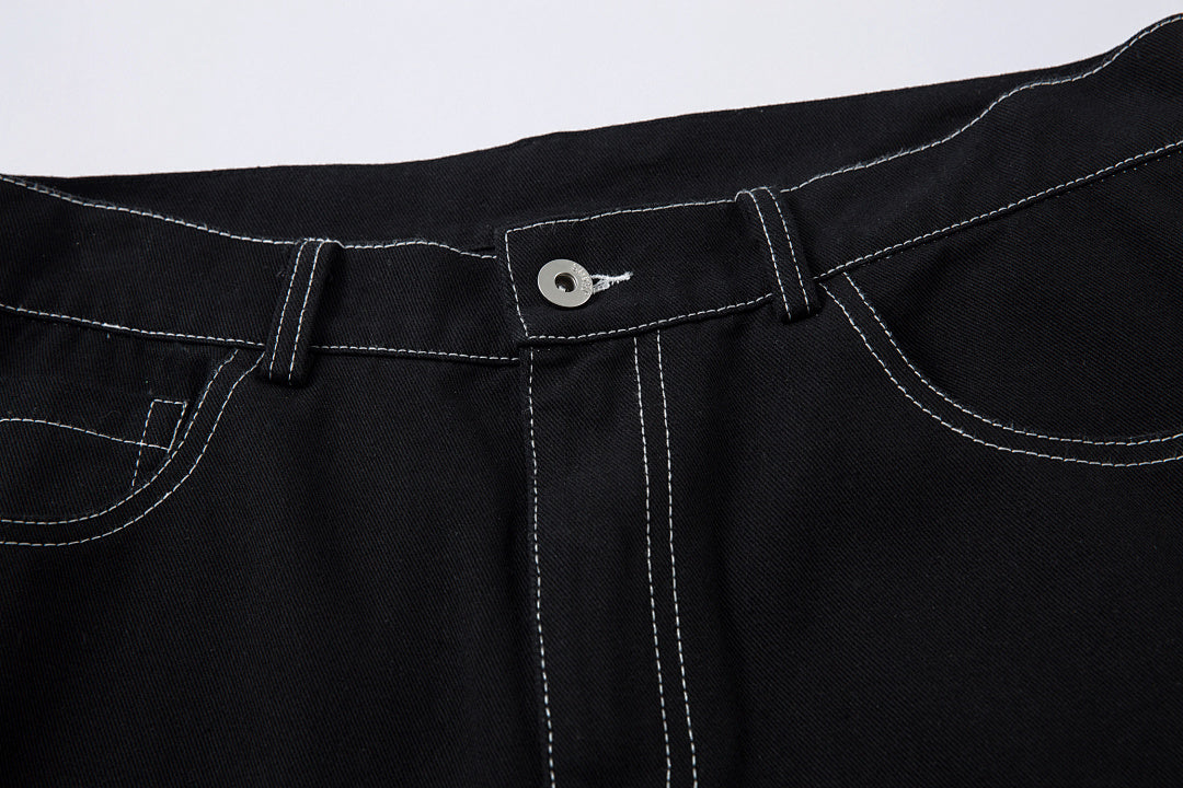 Embroidered denim trousers
