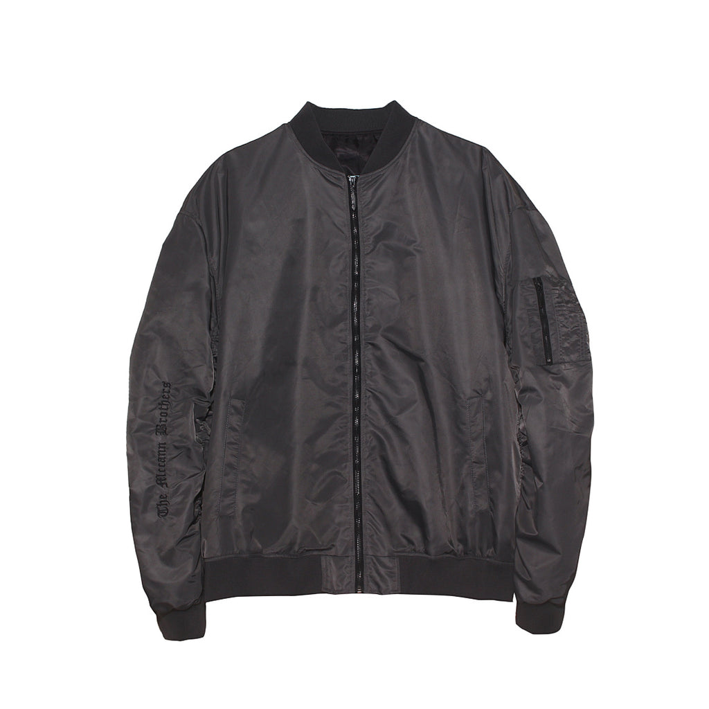 Bomber jacket — dark pink, gray, black