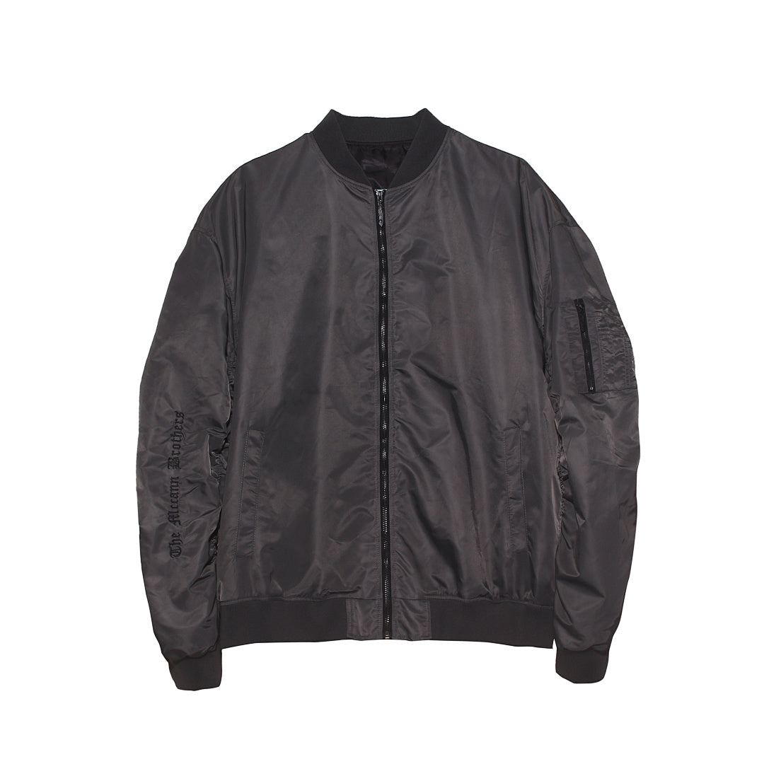 Bomber jacket — dark pink, gray, black
